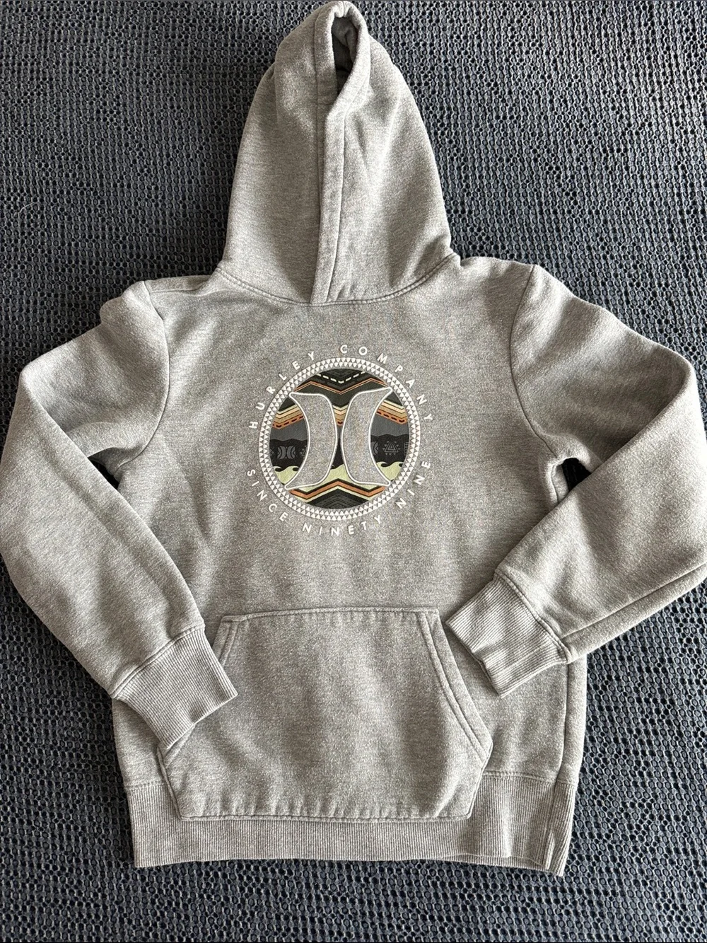 Hurley Gray Hoodie with Multicolor Circular Logo
